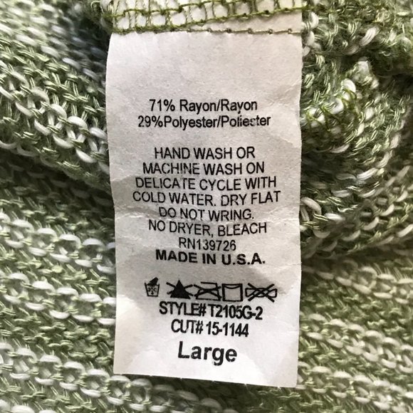 Honey Belle Women's Rayon Blend Green Striped V-Neck Relaxed Sweater Size Large - Picture 9 of 9
